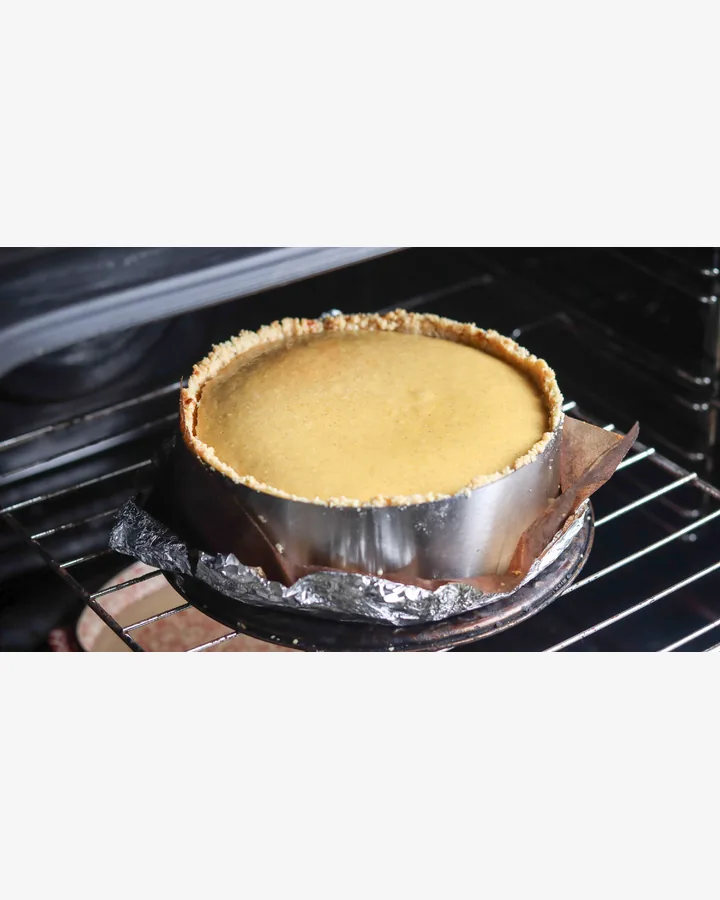 Kürbis-Käsekuchen mit Kokosmilch