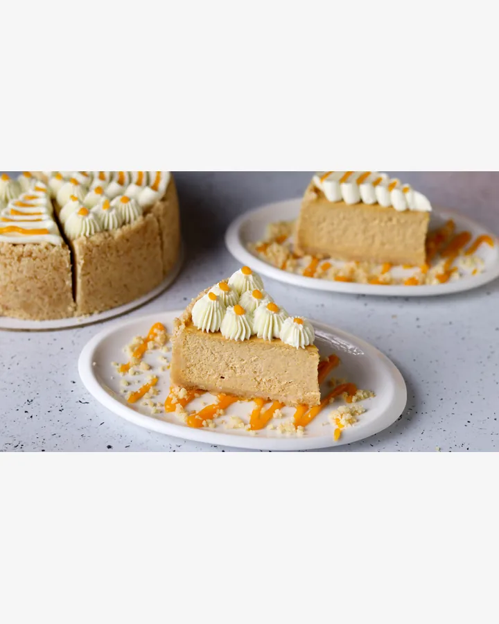 Kürbis-Käsekuchen mit Kokosmilch